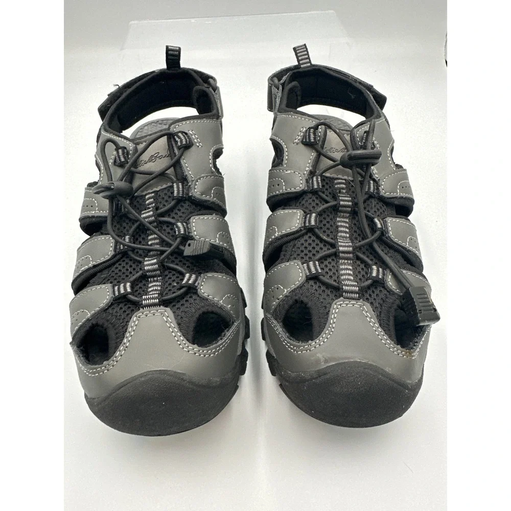 Eddie Bauer Stewart Bump Toe Fisherman Leather Hiking Sport Sandals Sz 9 Gray